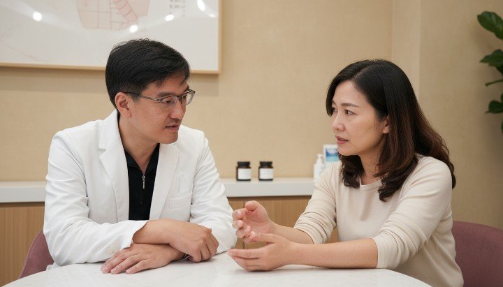 女性深受更年期皮膚癢困擾抓撓手臂 顯微鏡下觀察更年期皮膚癢組織變化 吳紹琥醫師針對更年期皮膚癢專業看診