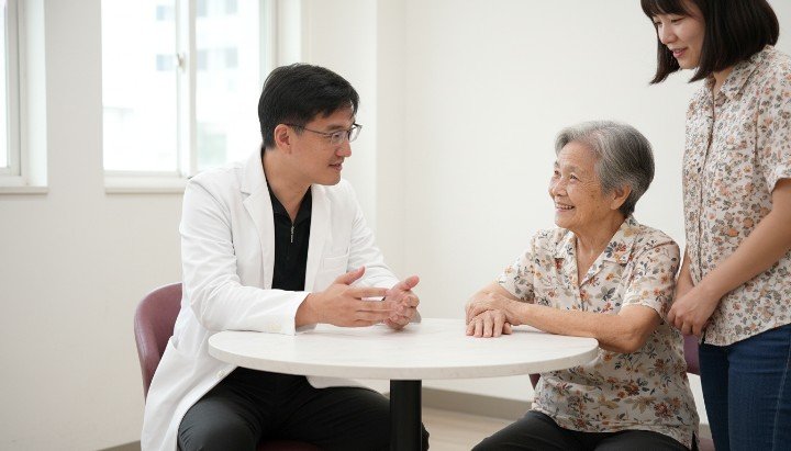 吳紹琥醫師在診間與病患討論減肥針療程 醫療級減肥針藥物與專業體重管理諮詢 專為個人體質客製化的安全減肥針劑量