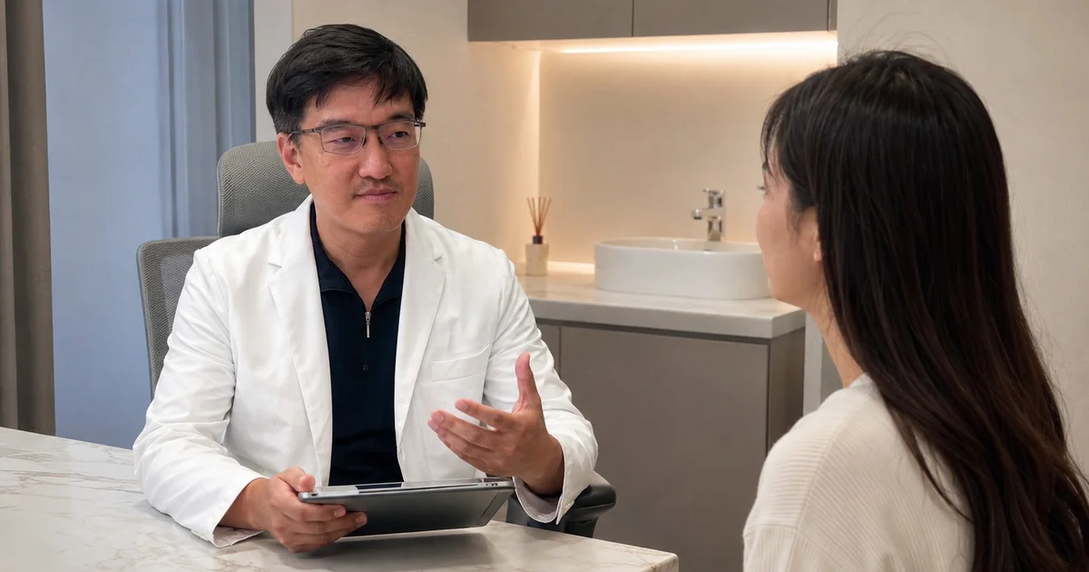 吳芮醫師說明V臉療程前客製化評估的重要性。